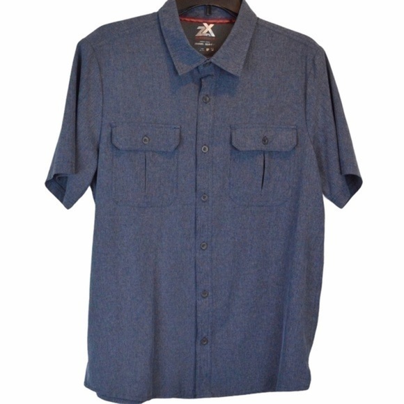 ZeroXposur Travel Series Navy Heather Short Sleeve - Picture 1 of 6